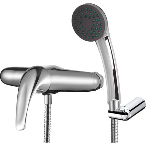 HOMSSY Monomando de Ducha, Mezclador Monomando para Ducha, Agua Caliente y Fría, Diseño Cromado (1/2)