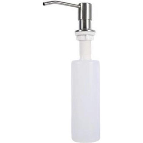 Distributeur de savon ou de lotion pour évier de cuisine, finition nickel brossé, installation murale ou sur plan de travail, accessoire fonctionnel pour salle de bain et cuisine (1/5)