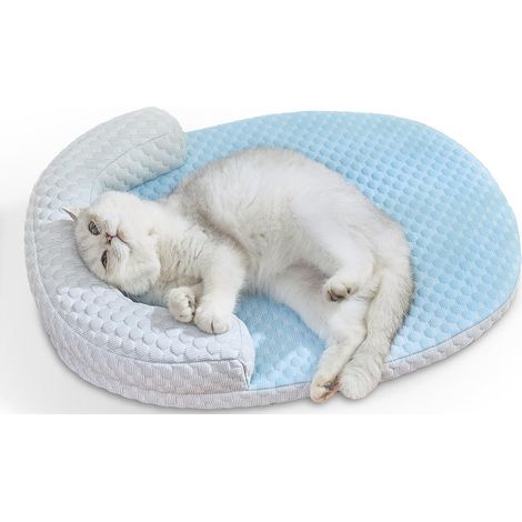 Tapis de Rafraîchissant pour Chat Chien Lavable 60 46cm Lits pour Chats avec Oreiller en Forme de U Coussin pour Chat d'auto-Refroidissement (1/5)