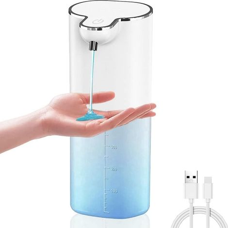 Automatischer Flüssigseifenspender, 400 ml, Wandmontage, über USB wiederaufladbar, berührungslos, für Hände und Geschirr