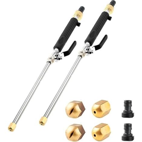 Unbelievable Washer UnbelievableWasher Fixation universelle pour tuyau d'arrosage haute pression, buse de pression d'arrosage, jet 2 en 1 (2 Noirs. - (1/5)