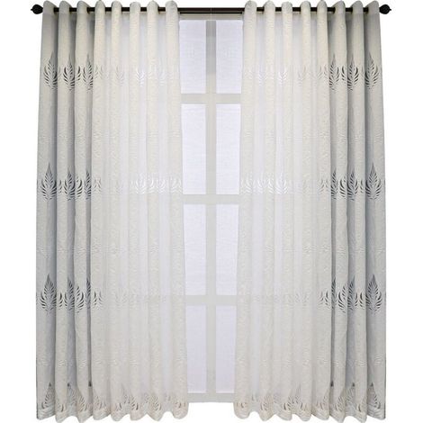 Rideau Voilage Blanc - Rideaux D'extérieur et Intérieur Bonne Tissu Voile à Oeillets pour Décoration Maison, L 140 x H 240 cm, 1 Pièce (1/5)