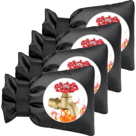 4 housses d'hiver pour robinets extérieurs - Housses de robinet de jardin de 25 cm (L) x 18 cm (H), imperméables et réutilisables, protections isolantes contre le gel pour tuyaux d'arrosage extérieurs (1/5)