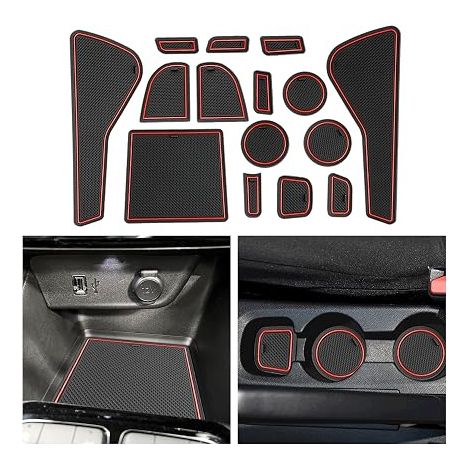 Compatible with 2020-2024 2025 Anti Dust Mat Anti-Slip Interior Door Cup Arm Box Storage Mat Manual Brake Accessories (Red) (1/5)