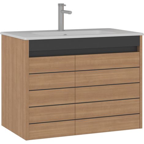 Mobile lavabo "Ricato 80" - 81 x 47 x 62 cm - Noce (1/3)