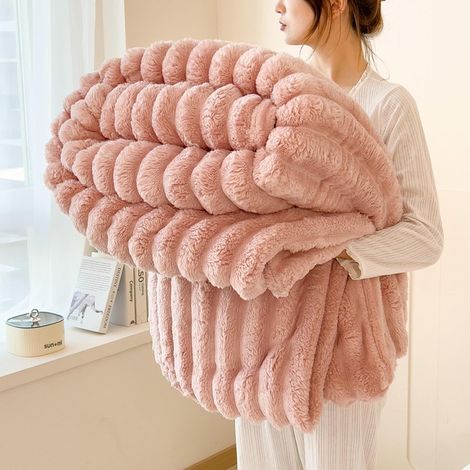 Coperta calda a forma di coniglio per donne adulte, spessa e pesante, in pile, per adulti, per soggiorno, camera da letto, biancheria da letto invernale morbida, 200230 cm (1/4)