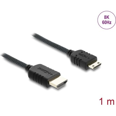 Delock Cable High Speed HDMI coaxial HDMI macho a Mini HDMI macho 8K 60 Hz con revestimiento trenzado 1 m