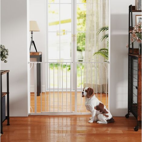 Barriera di sicurezza per cani a pressione, larghezza regolabile 75-115 cm, acciaio/ABS, bianca (1/5)
