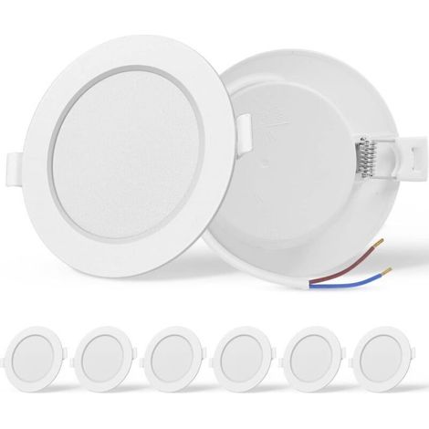 Lot de 6 spots LED encastrés 9W équivalent 72W, lumière naturelle 4000K, pour salon et salle de bain, diamètre de trou 90-110mm (1/4)