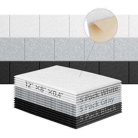 Lot de 15 panneaux acoustiques auto-adhésifs, rembourrage insonorisant en polyester, panneaux muraux insonorisants haute densité, 30 cm x 20 cm (1/5)