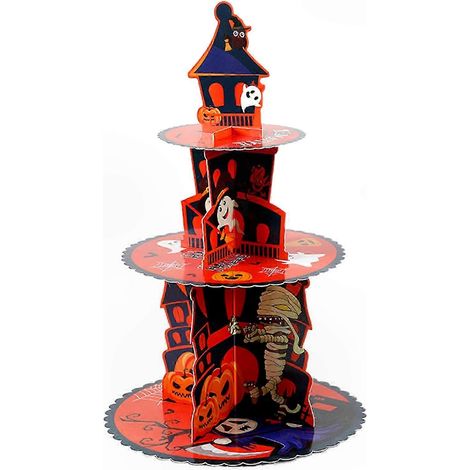 Halloween-Etagen-Kuchenständer für Backbegeisterte: Festlicher, mehrstöckiger Präsentationsständer für Desserts und Naschkatzen (1/5)