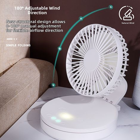 Mini ventilatore da scrivania ricaricabile USB da 1200 mAh con luce notturna, portatile e silenzioso per casa e ufficio - ALTRO (1/3)