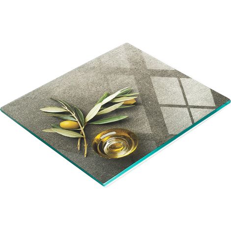 Tablero decorativo multifuncional de vidrio para cocina con forma de rama de olivo, 60x52 cm. (1/5)