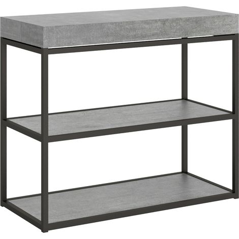 Consolle allungabile 90x40/196 cm Plano Small Premium Cemento telaio Antracite (1/4)