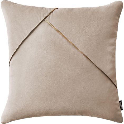 Housse décorative de Coussin 45 x 45 cm Taie d'oreiller pour Coussins Canapé avec Fermeture éclair Invisible Beige, 1 pièce (1/3)