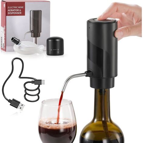 Aérateur de vin électrique - DOK - Verseur de vin rechargeable - Câble USB Type-C - Bouchon de verrouillage (1/5)