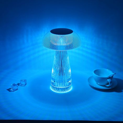 Kristallpilz-Nachtlicht, Mini-LED-Pilzlampe, USB-Lade-Dekorationslicht, tragbare Lampe für Schlafzimmer, Nachttisch, Büro und Wohnheim (klar)
