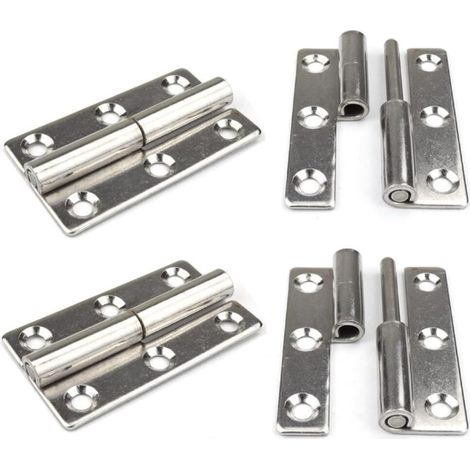 Lot de 4 charnières de porte amovibles robustes en acier inoxydable 304 pour portes intérieures et extérieures de 7,6 cm (1/5)