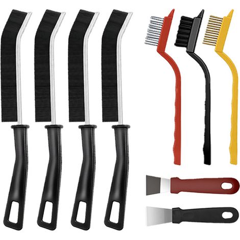 Kit de Nettoyage pour Cuisinière et Plaques de Cuisson, Grattoir Multifonction et Brosse Anti-Rayures, Outils de Détartrage pour Rainures, Interstices et Joints, Accessoire Ménager Efficace contre les