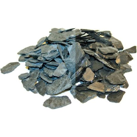 Paillis d'ardoises bleu noir 10-40 mm – 20 kg – 13L – Matériau naturel durable pour paillage décoratif – Limite évaporation et mauvaises herbes – Secret Vert