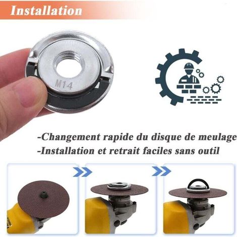 2PCS Écrou Serrage Rapide M14 pour Meuleuse d'angle électrique Écrous de Verrouillage Accessoire de Meuleuse d'angle Filetage Remplacement Angle Meuleuse Intérieur M14 (1/3)