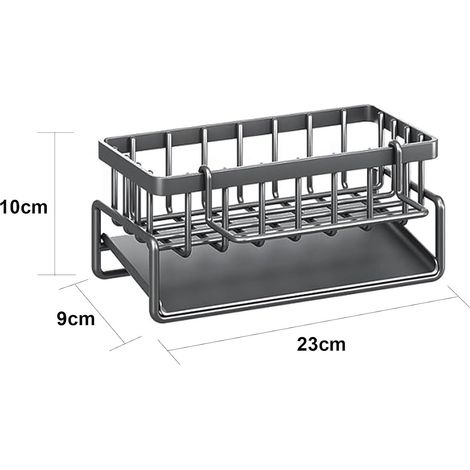 KOWOLL Porte-éponge pour évier de cuisine – Organisateur de savon en acier inoxydable avec bac d'égouttage automatique, étagère de rangement pour plan de travail (1/5)
