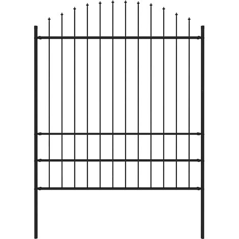 Garden Fence with Spear Top Steel 181x200 cm Black vidaXL (1/4)