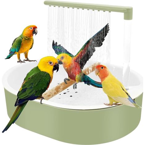 Doccia per pappagalli, fontanella automatica a circolazione d'acqua con rubinetto, pompa silenziosa e ricarica USB, accessori per gabbie di cacatua, forniture per pappagallini ondulati