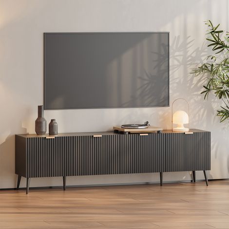 Fernsehschrank Nand 180x35x51 cm Schwarz [en.casa]