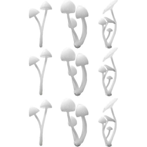 Lot de 9 mini champignons en cristal à coller, décor de forêt 3D à faire soi-même (style aléatoire)-2.00X1.00X0.50CM-White (1/3)