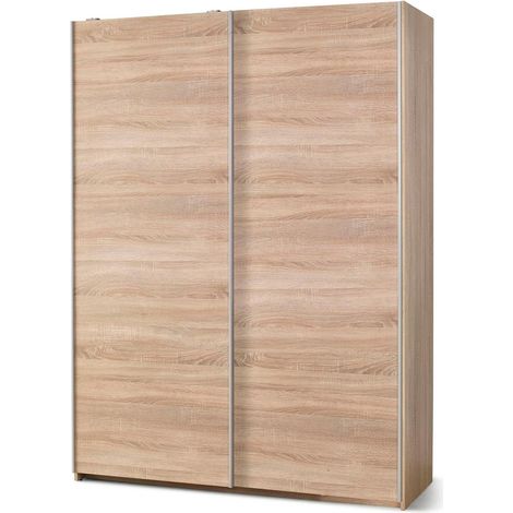 Armario Cirveso 110, Roble Sonoma, 210x153x58cm, Puertas de armario: Correderas, Número de estantes: 5