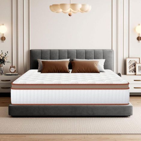 Matelas - YIDATONG - Matelas 140x200 cm Mémoire de Forme - 25 cm - Mousse HR & Ressorts ensachés - Ferme (H3) (1/5)