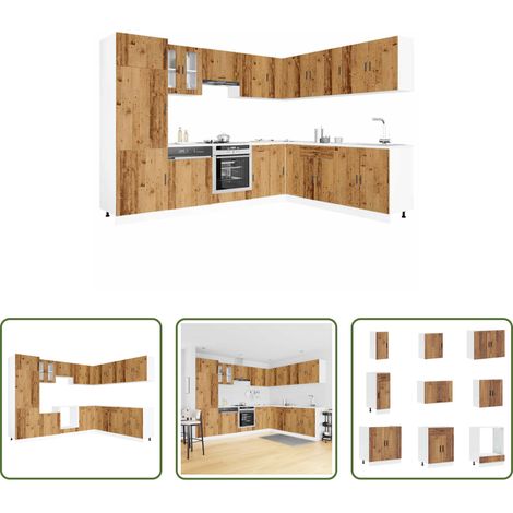 vidaXL Küchenregal - 14-tlg. Küchenschrank-Set Porto Altholz-Optik Holzwerkstoff (1/5)