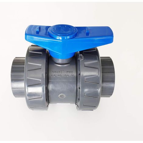 Vanne Interplast Fitt 50mm à coller double union démontable 5cm 50 mm PN16 PVC Pression Piscine (1/4)