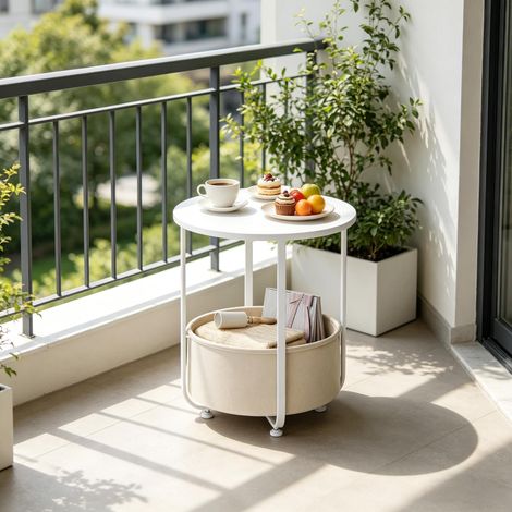 Table basse ronde design simple, table d'appoint pour canapé, table auxiliaire en bois, guéridon moderne, petit meuble salon (livré avec table d'appoint uniquement) (1/4)
