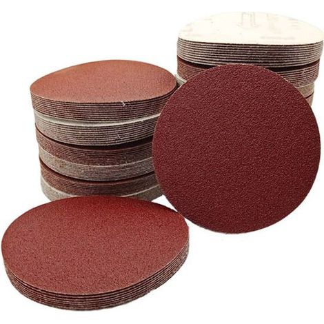HONORNIC - 50pcs Disques abrasifs excentriques Ø 150mm  P60P100P150P320P600  Rouge non perforé  Jeu de disques abrasifs (1/4)