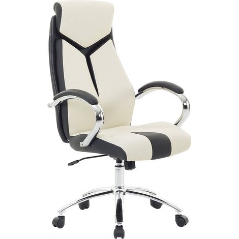 Silla de oficina reclinable de poliéster beige negro plateado giratorio Formula 1
