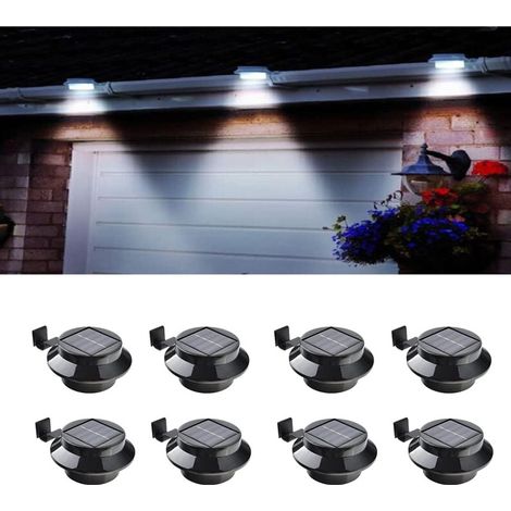 8er-Pack Solar-LED-Dachrinnenleuchten, Solar-Zaunleuchten für den Außenbereich, Deckleuchten für Traufe, Garten, Landschaft, Hof (schwarz) (1/5)