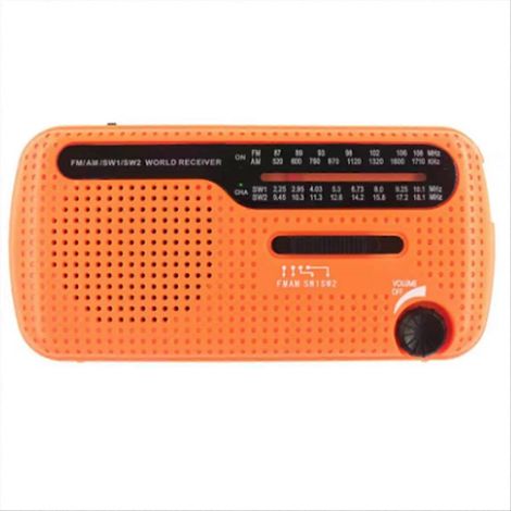 Tragbares, solarbetriebenes Kurbelradio mit 1200-mAh-USB-Akku, tragbarer Notfall-Stereo-Lautsprecher für den Außenbereich, orange (1/5)
