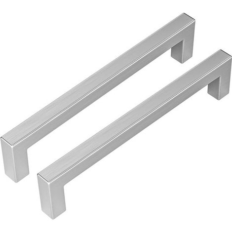 Confezione da 5 maniglie da cucina in acciaio inox – Maniglie per mobili da cucina – Colore argento, nichel spazzolato – Interasse 160 mm (1/4)