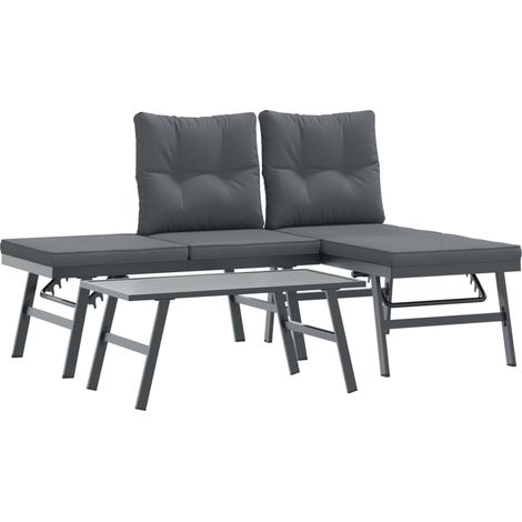 Maison Exclusive - 3-tlg. Garten-Sitzgruppe mit Kissen Schwarz St