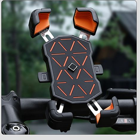 Support vélo téléphone anti-vibration léger multifonction fixation guidon navigation clamp orange pour VTT course (1/5)