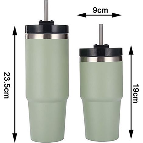 Isolierte 30-Unzen-Wasserflasche aus Edelstahl mit Deckel und Strohhalm, Kaffeebecher zum Warm- oder Kalthalten von Getränken, ideal für Zuhause, Büro und umweltfreundlich. (1/4)