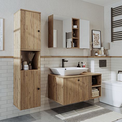 Roomart LOTUS-II-95 Bad-Set 4-tlg 95 cm breit, Eiche