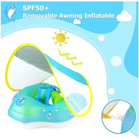 Bouee Bebe, Bouée Bébé Enfant 3-12 Mois Bouee Bebe 1 an 6 Mois Bouee Siege Bebe Piscine Float Rose avec Auvent (1/5)