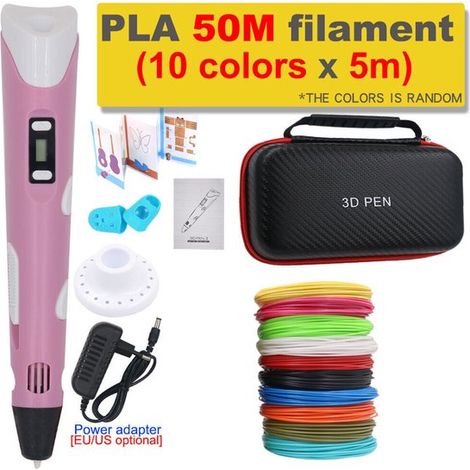 Penna per stampa 3D per bambini, puzzle 3D fai-da-te, modello con pannello forato con area di utilizzo di 5 m x 10 colori + libro da colorare pieghevole + copridita + contenitore (1/2)