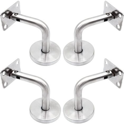 Supports De Main Courante Pour Fixation Murale Acier Inoxydable Poli Support Escalier Avec Couvercle Base Supports Muraux Garde-Corps Pour Mur Intérieur, Loft, Barre Support Pour Corridor 4 Pièces-Chr (1/5)