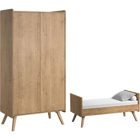 Mitwachsendes Babybett und 2-türiger Kleiderschrank Vox Vintage Holz (1/5)