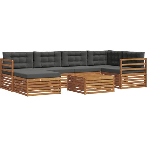 Conjunto de sofás de exterior 7 uds. Natural y Antracita vidaXL (1/5)