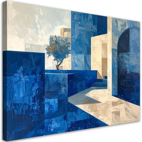 Stampe su Tela, Edifici astratti Blu beige, 60x40